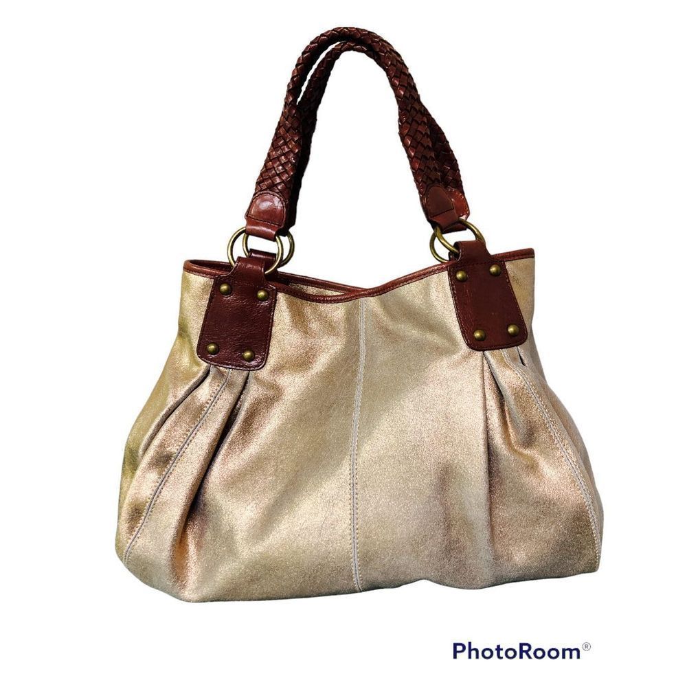 Tano Handbags Metallic Distressed Leather Bag Boho Contemporary